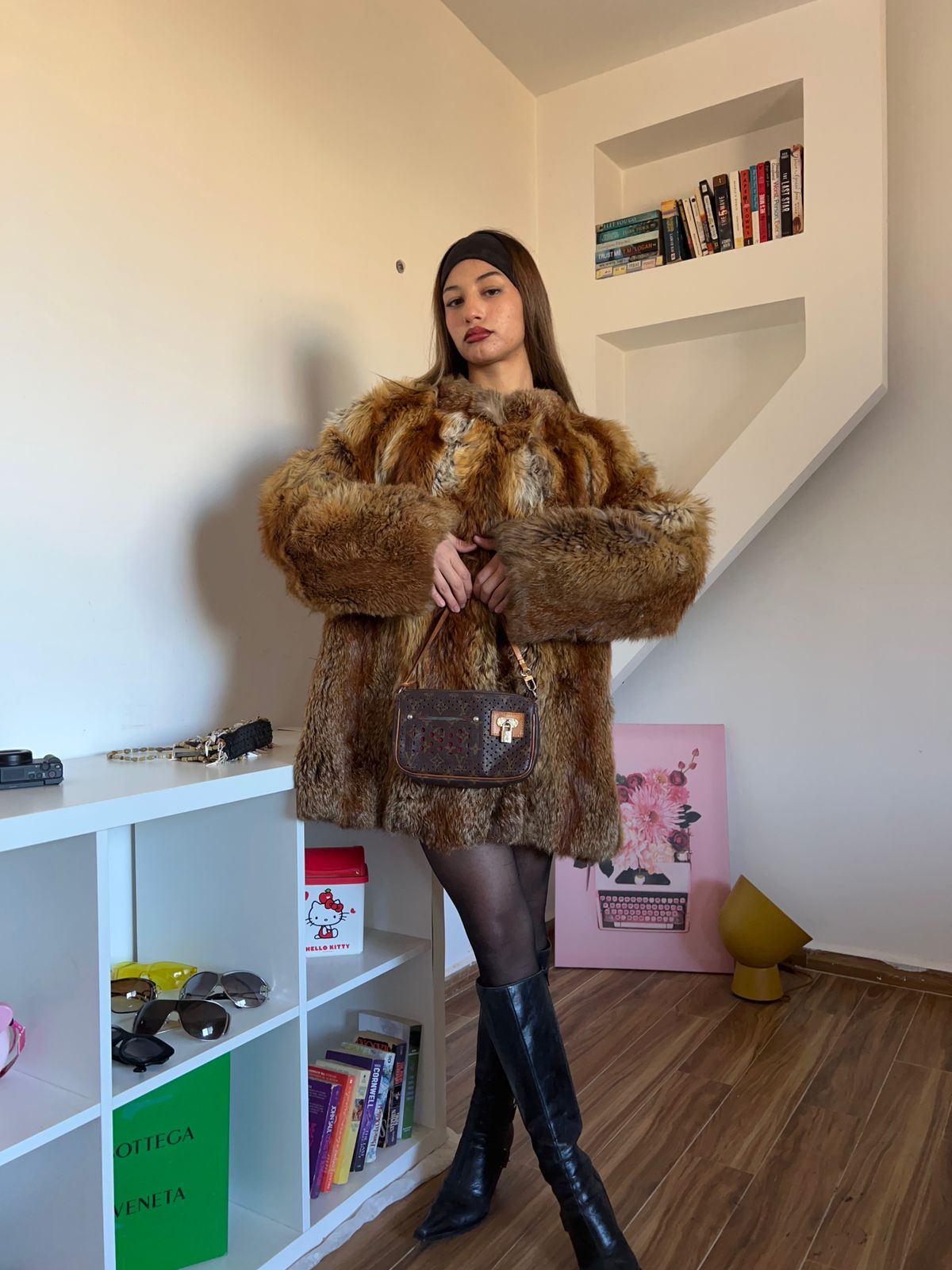 Real fox fur mini coat