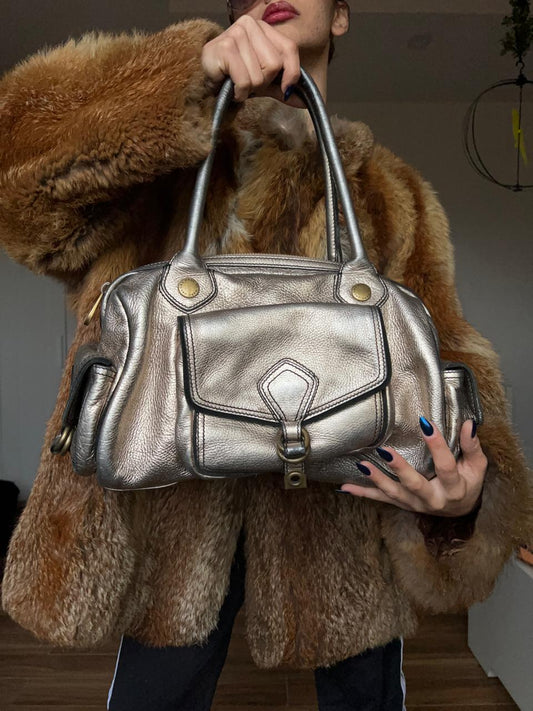 Marc Jacobs silver chrome leather bag