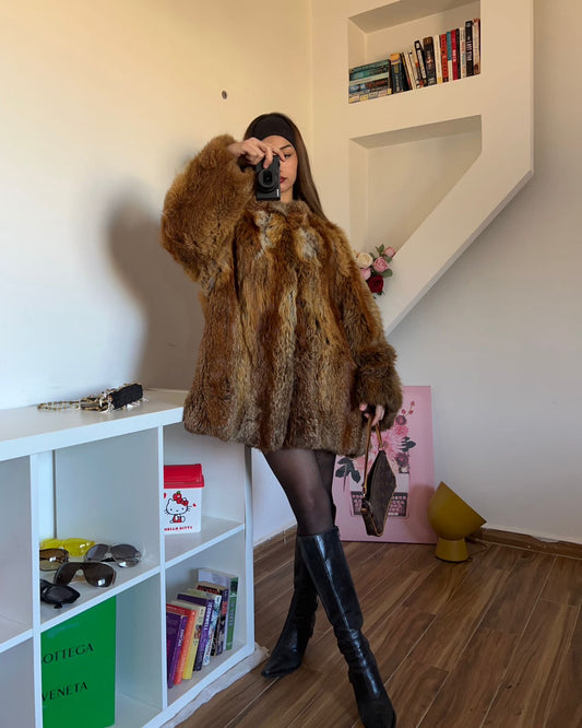 Real fox fur mini coat