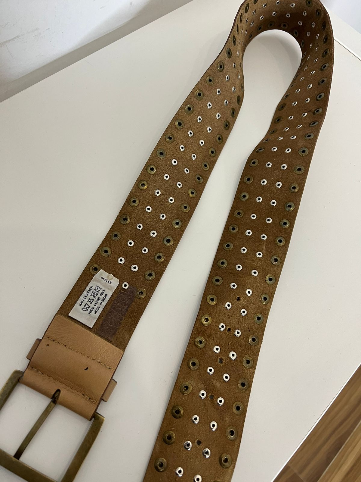 Real leather studded belt